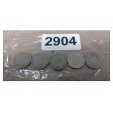 (5) LIBERTY HEAD, V-NICKELS, ASSORTED DATES