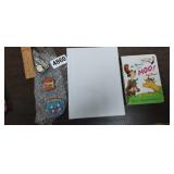 LOT OF PINS, JOURNAL, AND MR. BROWN CAN MOO BOOK