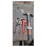HAMMER AND 3 WRENCHES