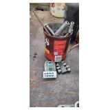 CAN OF HARDWARE, BITS, MASTER LOCK AND KEY