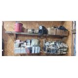 2 SHELVES OF ELECTRICAL GOODIES