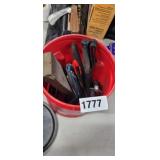 JUG OF KNIVES AND SHARPENERS