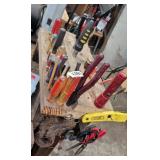 TOOLS ON END OF WORK BENCH