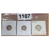 (3) SILVER MERCURY HEAD DIMES