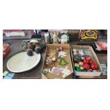 LARGE LOT OF CHRISTMAS DECORATIONS, CANDLES, ETC