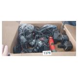BOX FULL OF BATTERIES AND CHARGERS