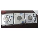 1907, 1910, & 1912, LIBERTY V-NICKELS