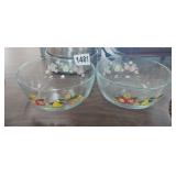 (2) CLEAR GLASS BOWL WITH FRUIT DESIGN