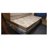 2 METAL BED FRAMES, BOX SPRING AND MATTRESS