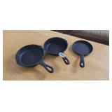 3 SMALL CAST IRON SKILLETS