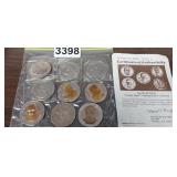 (9) COMMERATIVE SILVER & GOLD PLATED COINS W/COA