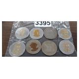 (8)  COMMERATIVE SILVER & GOLD PLATED COINS W/COA