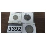 1883 (NO CENTS), 1910 & 1911 LIBERTY V-NICKELS