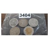 (5) COMMERATIVE SILVER & GOLD PLATED COINS W/COA