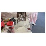 LOT OF TRAVEL MUGS, GLASSES, JUGS,  RAZORBACKES, E