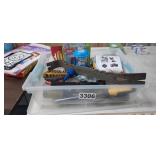 TOTE WITH LID, FULL OF TOOLS