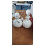 2 MILK GLASS PERFUME BOTTLES