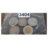 (5) COMMERATIVE SILVER & GOLD PLATED COINS W/COA