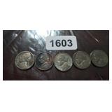 (5) 35% SILVER WW2 WAR NICKLES