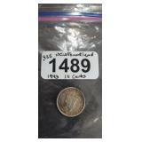 1943 NEW FOUNDLAND, STERLING SILVER 10 CENTS