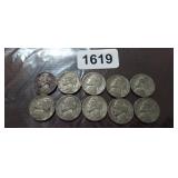 (10) 35% SILVER WW2 WAR NICKLES
