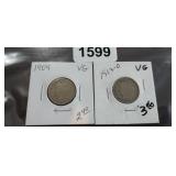 1909 & 1912-D LIBERTY V-NICKELS