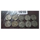 (10) 35% SILVER WW2 WAR NICKLES