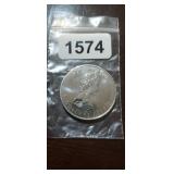 1988 CANADIAN $5. 1 OUNCE .9999 FINE SILVER