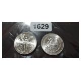 (2) 1984 MEXICAN 1 OUNCE. .999 FINE SILVER ROUND