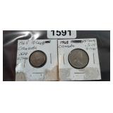 1968 CANADIAN DIME AND QUARTER 50% SILVER