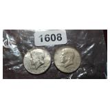 (2) 1967 40% SILVER HALF DOLLARS