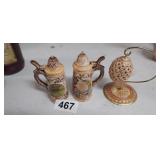 STEIN SALT AND PEPPER SHAKERS AND HANGING EGG