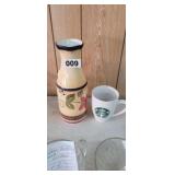 STARBUCKS MUG AND PRETTY PITCHER/ VASE