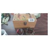 PRETTY WOODEN BOX WITH (2) BRACELETS