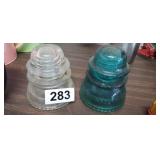 (2) VINTAGE GLASS INSULATORS