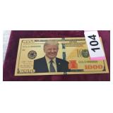 DONALD TRUMP .9999 GOLD FOIL $1000 BILL