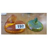 VINTAGETOM TURKEY DISH LID & CARNIVAL GLASS LID