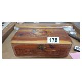 CEDAR JEWELRY BOX, FILLED WITH JEWELRY