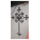 METAL WALL DECOR WITH SMALL MIRROR