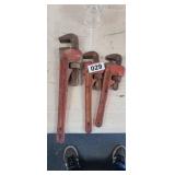 (3) PIPE WRENCHES