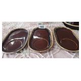 (3) HULL POTTERY BROWN DRIP TRAYS