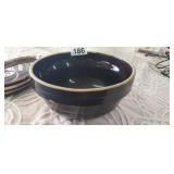 BROWN STONEWARE  8" BOWL (NICKS)