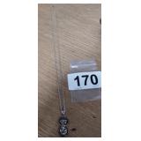 STERLING SILVER 18" NECKLACE WITH STERLING CAT DRO