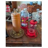 3 HUMMINGBIRD FEEDERS AND FOOD