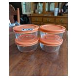 4 PYREX DISHES WITH LIDS