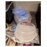 PLASTIC SERVING DISHES, DEVILED EGG HOLDERS, PLATE