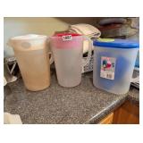 3 DRINK PITCHERS (ONE WITH CUPS)