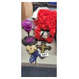 FLORAL BEAR DECOR, ROSE, CROSS, NECKLACE, CHICKEN