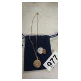 NECKLACE , DROP AND PIN WITH INTITIAL L