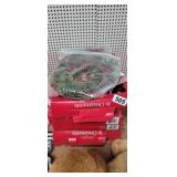 4PKS OF CHRISTMAS ORNAMENTS AND 2 WREATHS